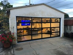 Full View [18′ x 8] Black Anodized Aluminum & 1/8″ Grey Tinted Glass Garage Door