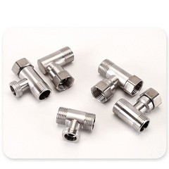 304 Stainless Steel 3 Way Fitting Gas Angle Valve Hose Connector Adapter 1/2″