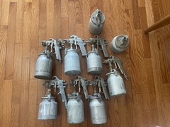 Assortment Of Paint Spray Guns & Cans Lot Of 7 Devilbiss M&E Binks & Sharpe