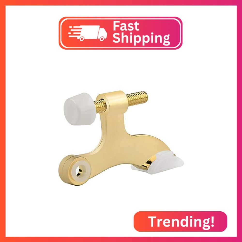HOMOTEK 8 Pack Hinge Pin Bright Brass Door Stopper, Gold Door Stops, Adjustable