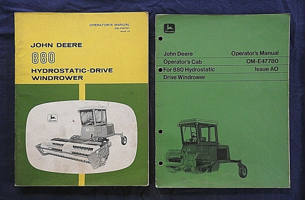 ORIGINAL JOHN DEERE 880 HYDROSTATIC-DRIVE WINDROWER OPERATORS MANUAL + CAB NICE