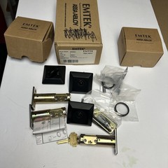Emtek Assa Abloy Deadbolt Lock Set Oil Rubbed Bronze Black Used