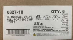 (Carton of 6) Boshart 0827-10 Brass Ball Valve Full Port 600 CWP 1″ FPT