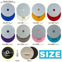 4 Inch Wet Dry Diamond Polishing Sanding Pads Discs Concrete Granite Glass Stone