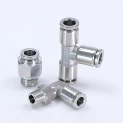 Pneumatic Push in Fitting Connector Elbow Tee Straight Air Line Stainless Steel