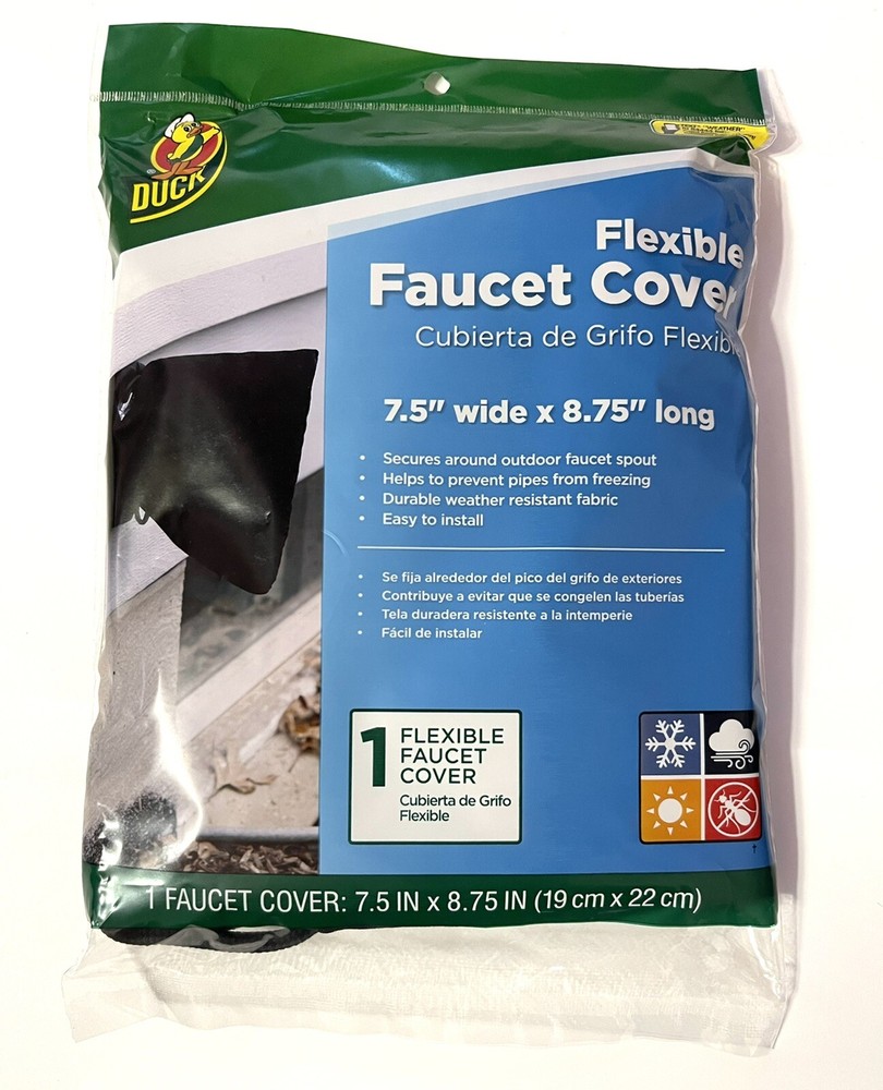 Duck Flexible Slip-On Insulated Black Outdoor Faucet Cover 2 Pack