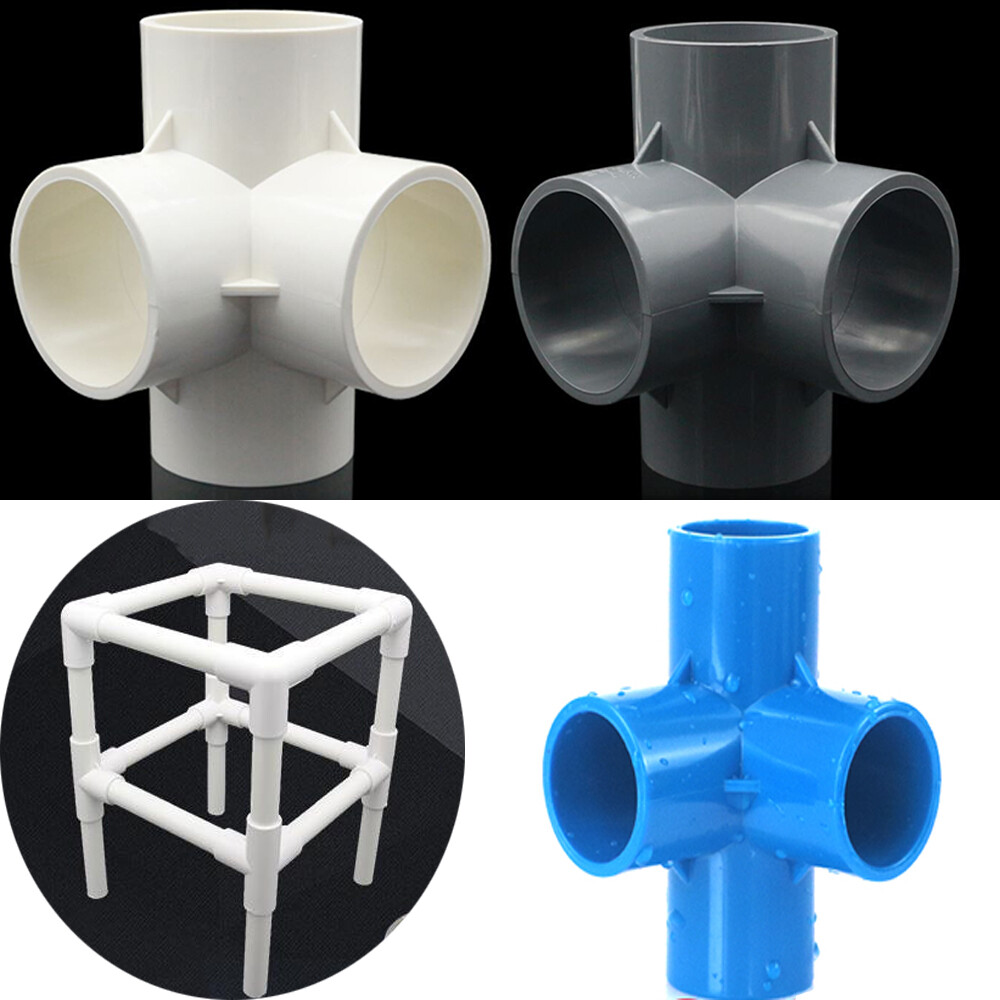 20/25/32/40/50mm PVC 4 Way Three-Dimensional Water Pipe Right-Angle Rack Fitting