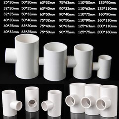 20mm~200mm White PVC Reducing Tee Pipe Fitting T Piece Reducer Connector Adapter