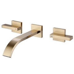 RBROHANT Brushed Brass Wall Mount Bathroom Faucet Gold