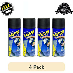 4 Pack Plasti Dip Rubberized Matte Black Spray 11 oz Peelable Protective Coating