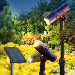 Outdoor Solar Spotlight, 2 Pack with 15″ Panel – Waterproof LED, Easy to Inst…