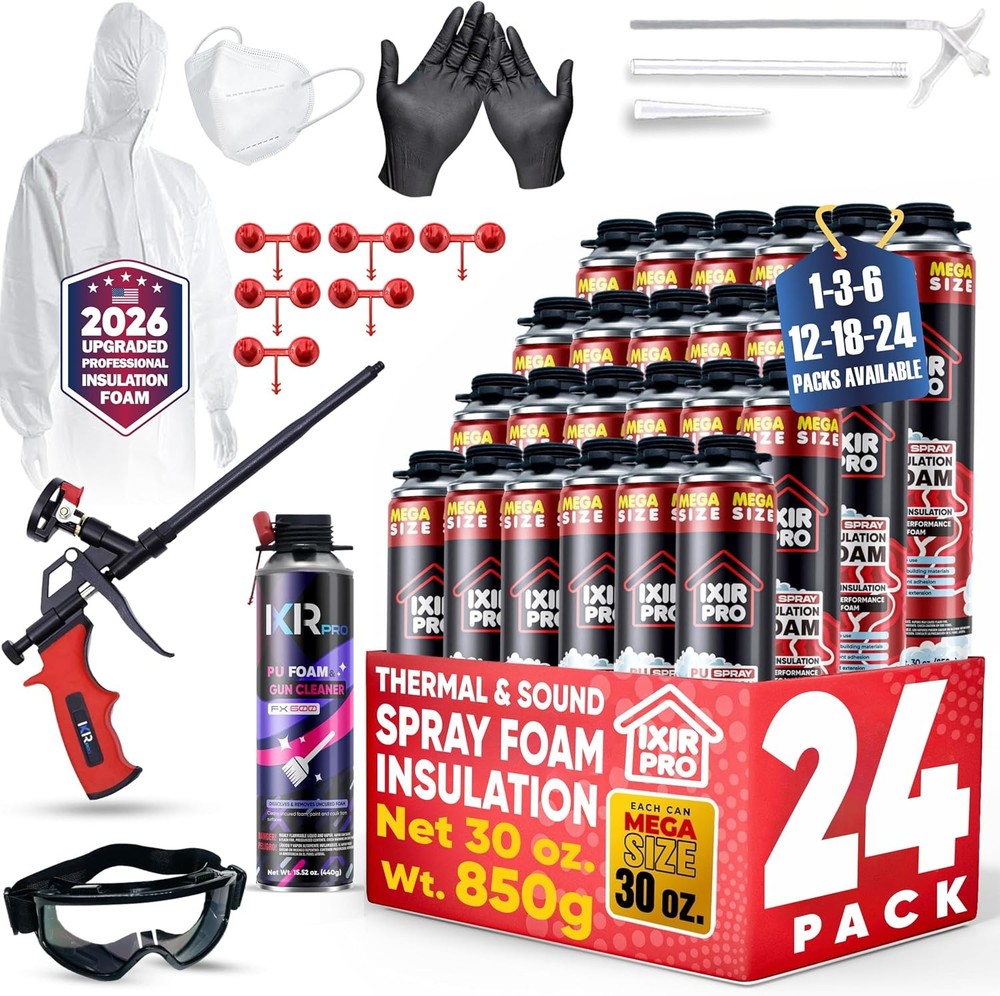 Mega Size Spray Foam Insulation Kit (24×30 oz. / 850 g) 300 Board ft/sq