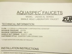 QTY=5 New Zurn Z82500-XL Deck Mounted Single Hole Laboratory Lab Faucet 1/4 Turn