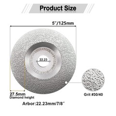 Granite Marble Grinding Tool – 5” Convex Diamond Cup Wheel Vacuum Brazed