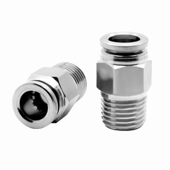 Pneumatic Push in Fitting Connector Elbow Tee Straight Air Line Stainless Steel