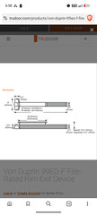 Von Duprin 99EO-F-36-US26D Fire Rated Rim Exit Device