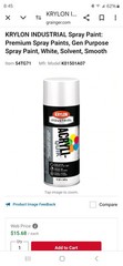 Krylon Industrial Acryli-Quik Acrylic Lacquer Paint Recoat K01501A07 Gloss White