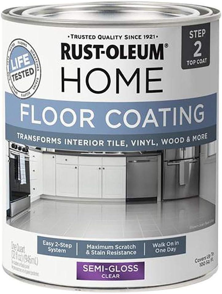 Rust-Oleum HOME Floor Coating, Top Coat (50 VOC), Semi-Gloss, Quart – 358870