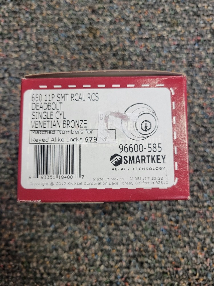 Kwikset 66011PSMTRCALRCS SmartKey Security 660 Single Cylinder Deadbolt Venetian