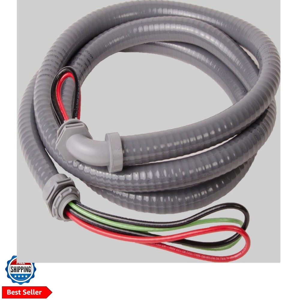 Number-6 Non Metallic Conduit Whip, 1/2″ x 6′ AWG 10 THHN