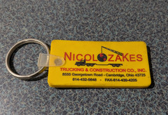 Vintage Rubber Nicolozakes Trucking & Construction CO. Cambridge Ohio Key Chain