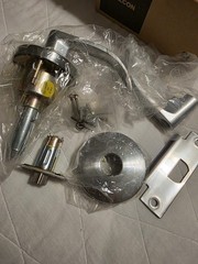 Falcon Commercial Door Lever Handle Self Closing Silver Brushed Steel