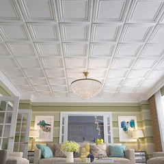 24-Pack PVC Drop Ceiling Tiles, 12in x 12in WHITE 3D Wall Panels for Wall Cover