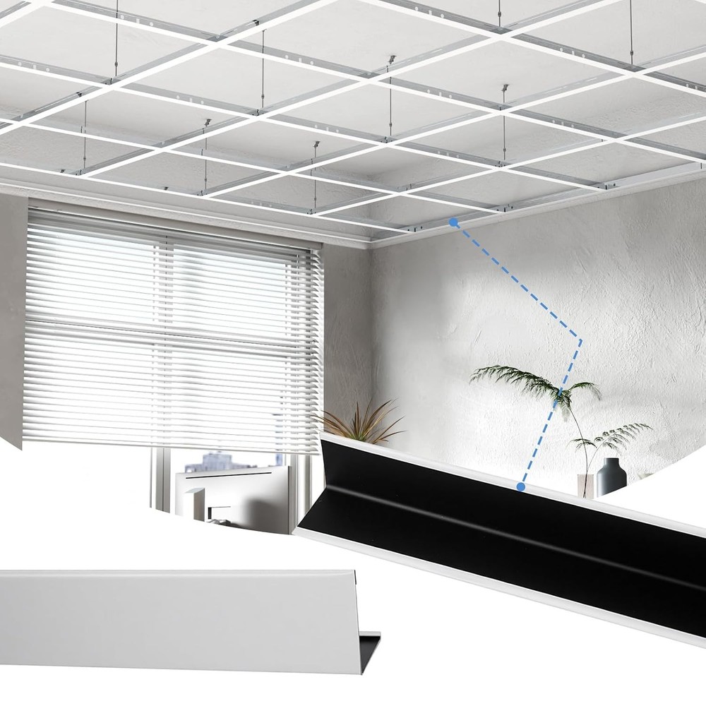6ft White Galvanized Steel Wall Molding Trim Ceiling Grid System 10 PCS
