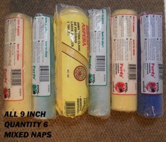 6 NEW Purdy paint roller covers – 9 inch width, mixed specialty texture naps