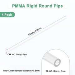 M METERXITY 4-Pack Clear Rigid Acrylic Pipe, 3mm ID x 5mm OD,