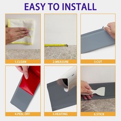 Tridotpul Vinyl Wall Base Baseboard Molding Trim 4″ Flexible Self Adhesive Rubbe