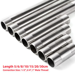 1Pc Stainless Steel Double Male Thread Extension Tube 1/2″3/4″1″ Garden Irrigati