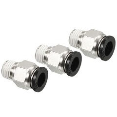 3 Pcs 1/4NPT Push to Fit 3/8 Inch OD Hose Connect Fittings, Black & Silver
