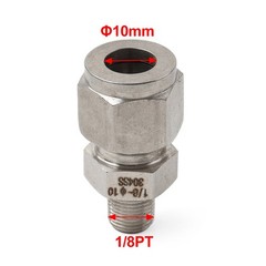 1pc Compression Tube Fitting 1/8 PT Male x 10mm OD Tube Stainless Steel