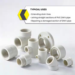 6 In. White Rigid PVC DWV Cleanout Plug, Male Pipe Thread (MPT) End Cap for Drai