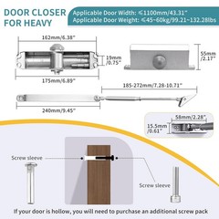 Medium Duty Hydraulic Door Closer for Commercial & Residential Use Perfect f…