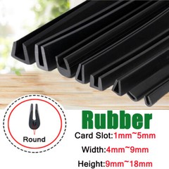 Rubber Sealing Strip Solid Round corner card slot Sound Insulation Black 1mm-5mm