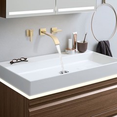 RBROHANT Brushed Brass Wall Mount Bathroom Faucet Gold
