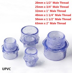 Male BSPT x 20/25/32/40/50/63mm Clear PVC Nipple Connector Adapter