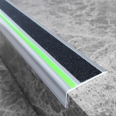 ZALNVEY 2 Pack 48 in L Shaped Aluminum Alloy Stair Nosing with Green Glow Str…