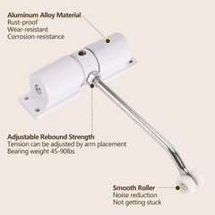 Automatic Door Closer, Stainless Steel Safety Spring Door Closer Adjustable