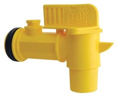 Vestil JDFT Plastic Manual Handle Jumbo Drum Faucet, Fits 2″ Yellow