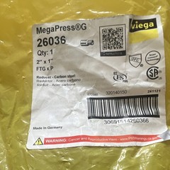Viega MegaPress Reducer 2 in x 1 in Carbon Steel Smart Connect 26036