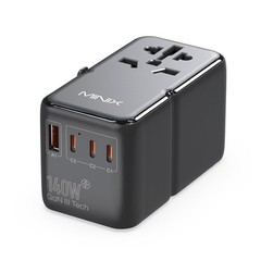 MINIX 140W Universal Travel Adapter, GaN III International Power Black