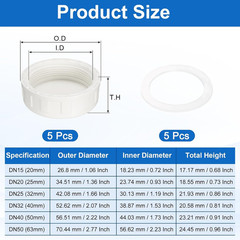 5Pcs 2 Inch PT Female Thread PVC Pipe Fitting Cap, Cleanout Water Drain End Caps
