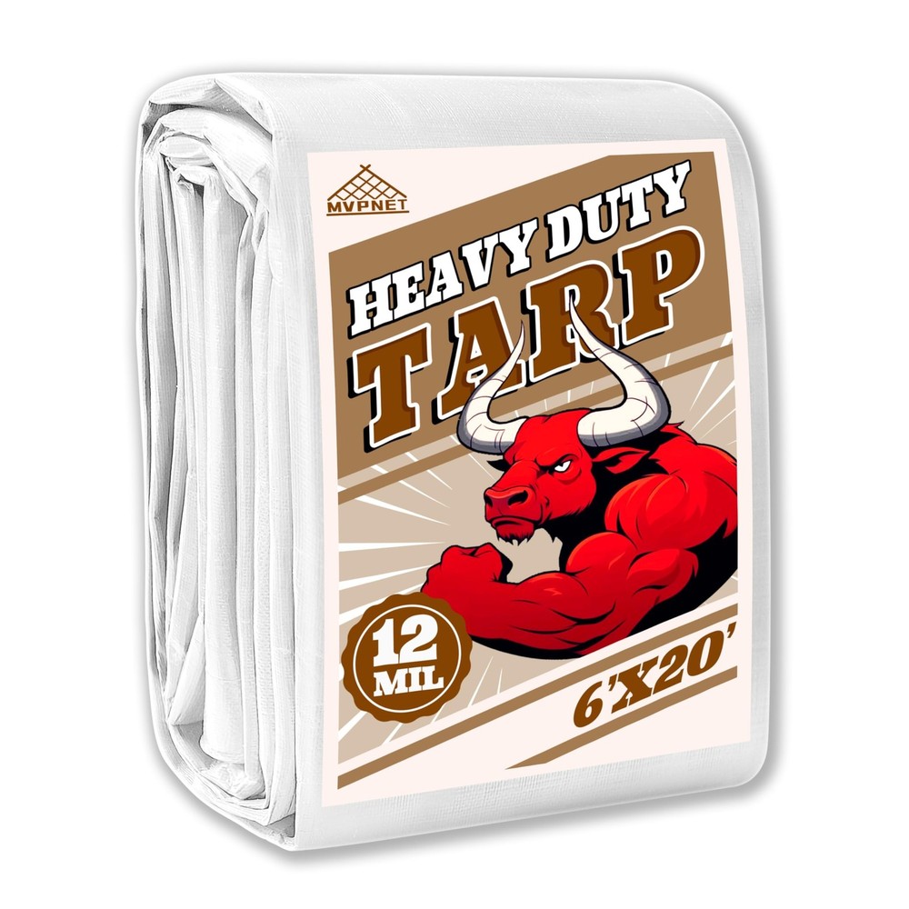 Tarp 6×20 ft Heavy Duty 12mil 100% Waterproof High Durability Multipurpose,Uv…
