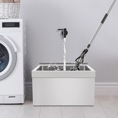 Mop Sink Stainless Steel Sink Commercial Wall-mounted Rectangular Sink w/ Drain