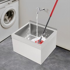 Commercial Mop Sink Stainless Steel Sink Wall-mounted Rectangular Sink w/ Drain
