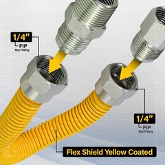 Highcraft Flextron Ftgc-Yc14-72 70 Flexible Epoxy Coated Gas Line Connector 3/8