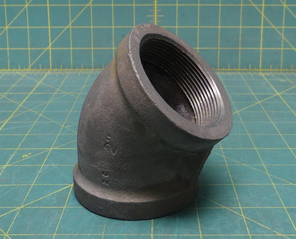2″ NPT 2C Forged Steel 45° Elbow Fitting, 4.25″ Height, 4″ Length, 3.25″ Width